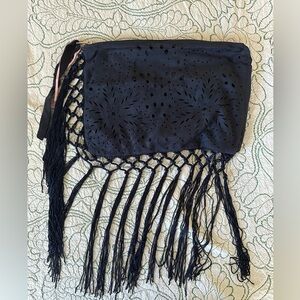 Muche Et Muchette Fringe Clutch Navy